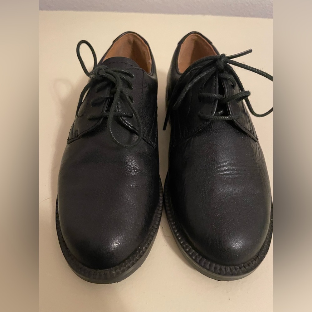 Nordstrom Kids Black Leather Lace Up Dress Shoes Great Condition Little Boy 10